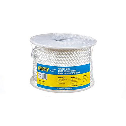 Seachoice 40741 3-Strand Twisted Nylon Anchor Line - White, 1/2" x 150'