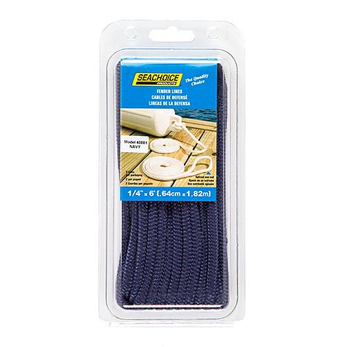 Seachoice Double-Braid Nylon Fender Line, 1/4 In. X 6 Ft., Navy Blue