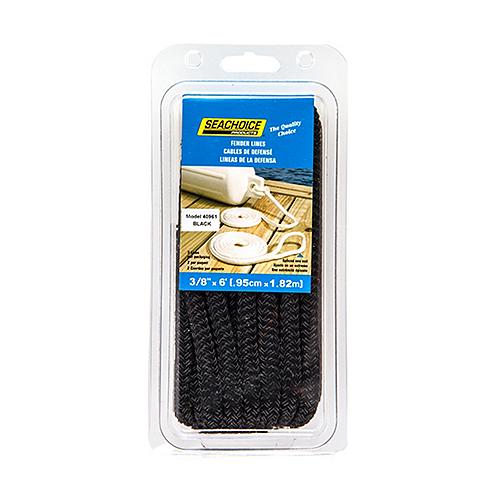 Seachoice Double-Braid Nylon Fender Line, 3/8 In. X 6 Ft., Black, 40961