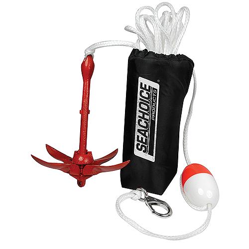 Seachoice 41002 3.5 lb. Grapnel Anchor Kit For Boats 5 to 12' (Includes Anchor, 1/4" x 25' Line, Adjustable Buoy, S/S Hook and Storage Bag)