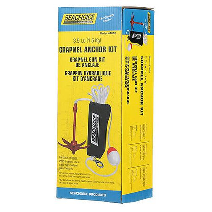 Seachoice 41002 3.5 lb. Grapnel Anchor Kit For Boats 5 to 12' (Includes Anchor, 1/4" x 25' Line, Adjustable Buoy, S/S Hook and Storage Bag)