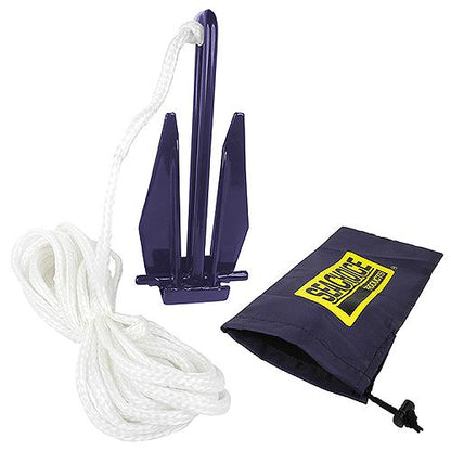 Seachoice PWC Fluke Anchor Kit, Vinyl Coated Fluke Anchor, 25 Ft. Anchor Line and Storage Bag