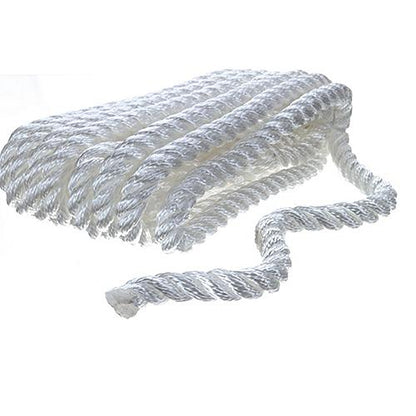 Seachoice High Quality Dock Rope for Boating - 3-Strand Twisted Nylon Dock Line, ½-Inch x 20 Feet, White