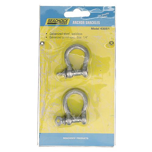 Seachoice Galvanized Anchor Shackle, 1/4 In., 1,100 Lbs. Max Load, Pack of 2, 43051