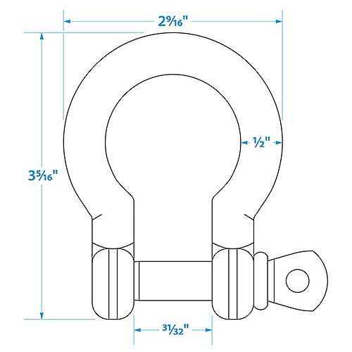 Seachoice Stainless Steel Anchor Shackle, 1/2 in., 2,000 Lbs. Max Load, 43201