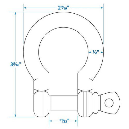 Seachoice Stainless Steel Anchor Shackle, 1/2 in., 2,000 Lbs. Max Load, 43201