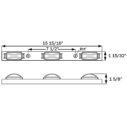Seachoice Three Light LED Trailer Bar, Waterproof, 15.94 in., Red, 51831