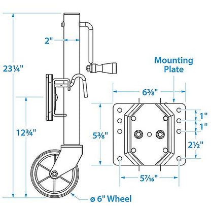 Seachoice 52021 Foldup Boat Trailer Jack, 6" Wheel, 1,000 lbs. Max Load
