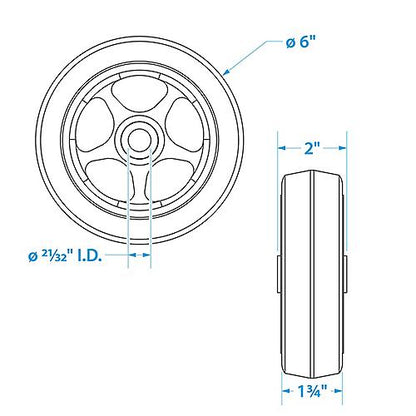 Seachoice Replacement Wheel For Fold Up Boat Trailer Jack, 6 In. 50-52070