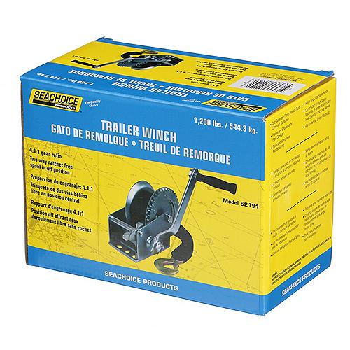 Seachoice Trailer Winch, Strap with Hook, Max Load 1,200 Lbs. 52191