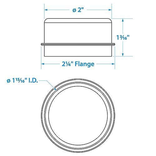 Seachoice 53631,Steel Grease Cap, Axle Bearing Cover, 4 & 5 Lug Trailer Hubs, 1.98 in.