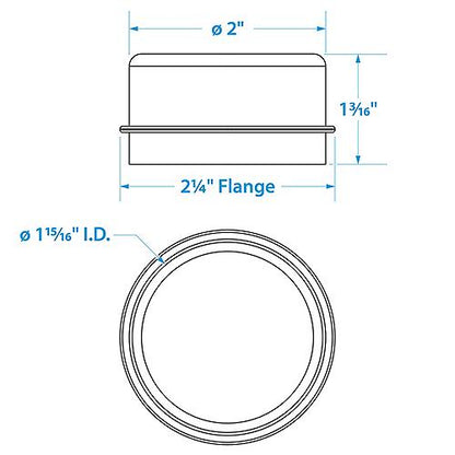 Seachoice 53631,Steel Grease Cap, Axle Bearing Cover, 4 & 5 Lug Trailer Hubs, 1.98 in.