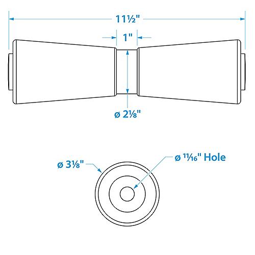 Seachoice Keel Roller, 12 in. X 5/8 in., TPR, Gold, 50-56460