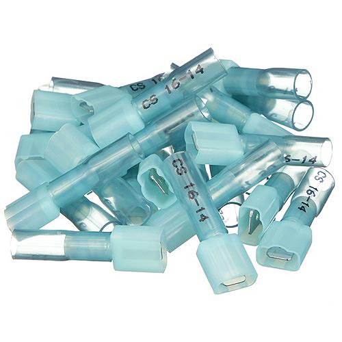 Seachoice 60301 3-to-1 Heat Shrink Insulated Quick Disconnect, 16-14 Ga., 0.250" Male, Blue, 25-Pack, Blue, 25-Pack