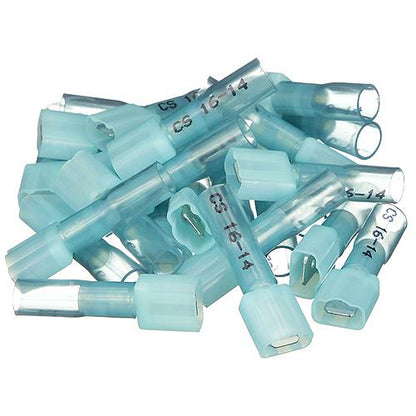 Seachoice 60301 3-to-1 Heat Shrink Insulated Quick Disconnect, 16-14 Ga., 0.250" Male, Blue, 25-Pack, Blue, 25-Pack