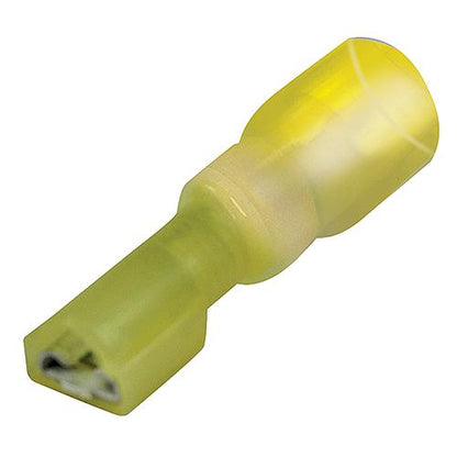 Seachoice Heat Shrink Insulated Quick Disconnect, 12-10 Ga., 0.250" Female, Yellow, 25-Pack
