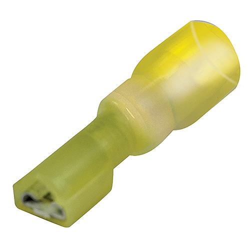 Seachoice Heat Shrink Insulated Quick Disconnect, 12-10 Ga., 0.250" Female, Yellow, 25-Pack