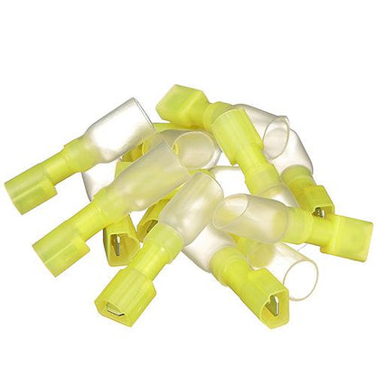 Seachoice 60321 3-to-1 Heat Shrink Insulated Quick Disconnect, 12-10 Ga., 0.250" Male, Yellow, 25-Pack