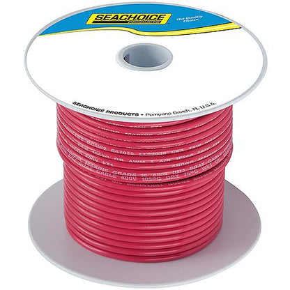 Seachoice 63044 Tinned Copper Marine Wire, 6 AWG, Red
