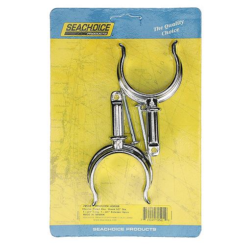 Seachoice 70501 Top-Mount Rowlock Horns Set, Chrome-Plated Zinc, Includes 2 Rowlocks w/ Locking Pins