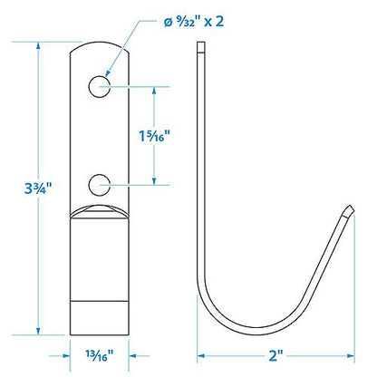 Seachoice 71011 Boat Hook Holders, Polished Stainless Steel, Holds 1-1/2 in. Diameter Poles