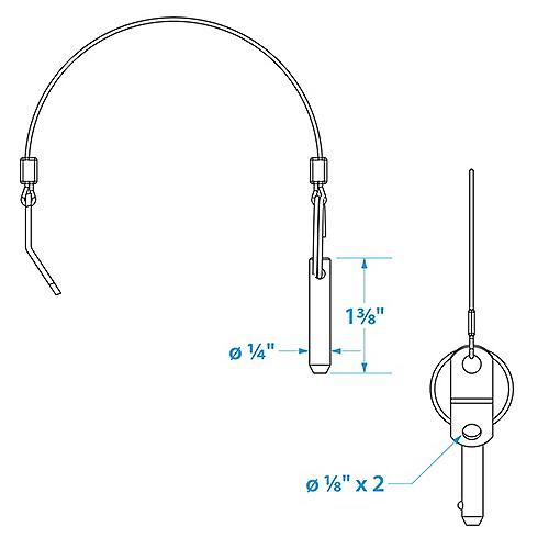 Seachoice 75961 Tethered Stainless Steel Quick Disconnect Release Pins, 1/4 In.