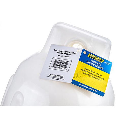 Seachoice Twin Eye Ribbed Boat Fender, White, 8-1/2 In. X 27 In. 79031