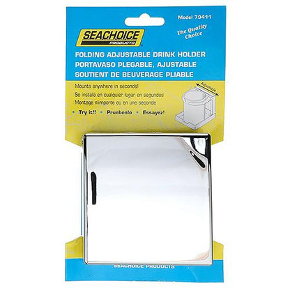 Seachoice 79411 Folding and Adjustable Drink Holder, Chrome Plated