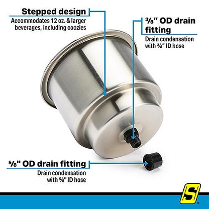 Seachoice 79420 Recessed Drink Holder, 305 Stainless-Steel, 3-5/8" ID