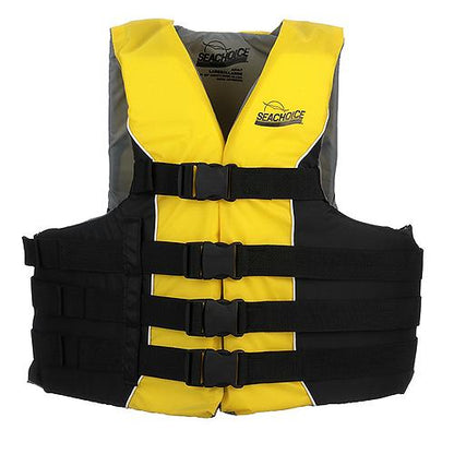 Seachoice Deluxe 4-Belt Ski Vest - Yellow/Black, Lg/XL
