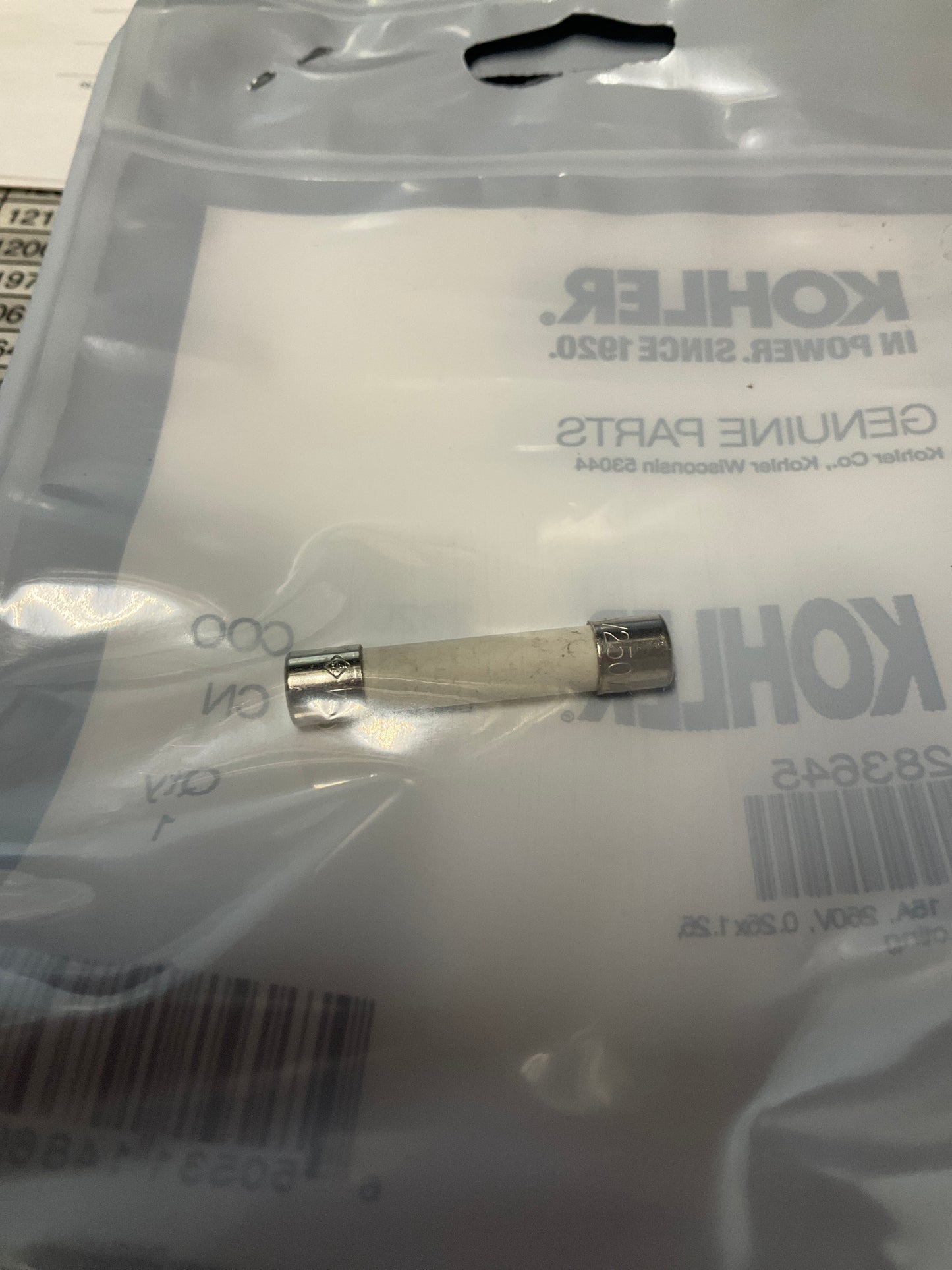 Kohler 283645 Fuse, 15a 250V