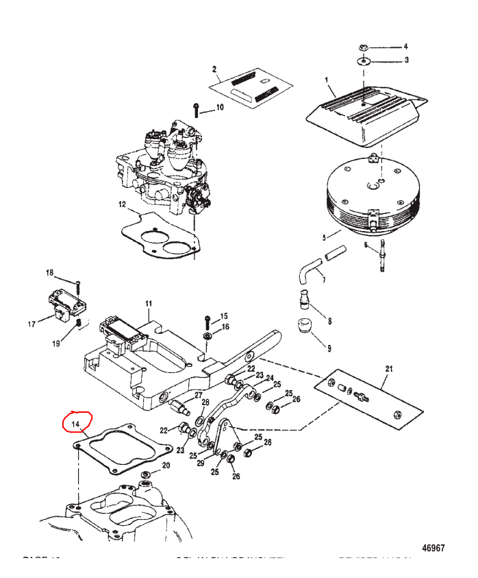 CARB BASE GASKET, MCM ROCH/WEBER 4BBL, Quicksilver 524572