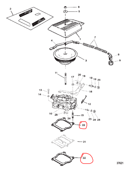 CARB BASE GASKET, MCM ROCH/WEBER 4BBL, Quicksilver 524572