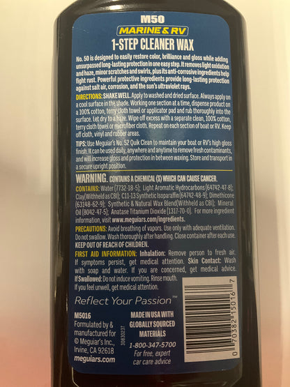 Meguiar's #50 Boat/RV Cleaner Wax - Liquid 16oz