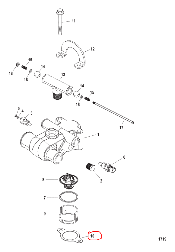 Quicksilver Thermostat housing gasket 27-53045 1 (Each)
