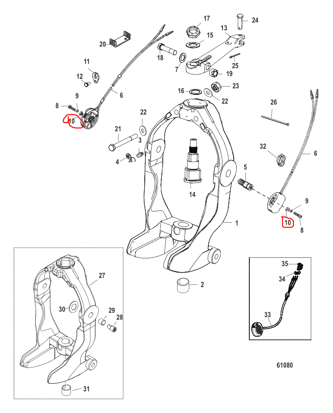 Retainer, Trim/Tilt Sender, Quicksilver 57008