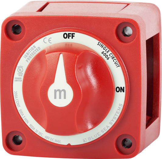 Blue Sea 6006 Battery Switch Mini On/Off w/Knob, Red