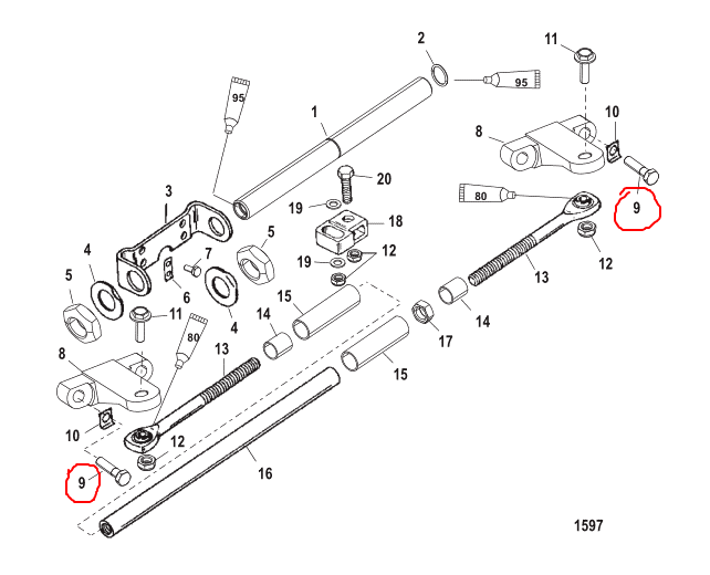 Screw, Dual Engine Tie Bar, Quicksilver 62055