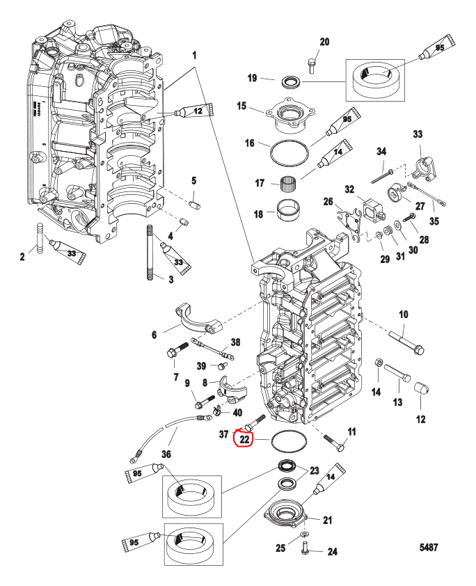 LOWER END CAP O-RING O/B, Quicksilver 62700