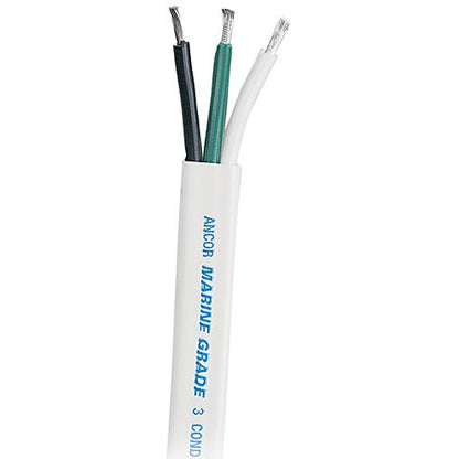 Ancor 131510 Marine Grade® Tinned Triplex Cable, Black/Green/White Conductors, 14/3 AWG, White Jacket