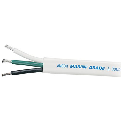Ancor 131510 Marine Grade® Tinned Triplex Cable, Black/Green/White Conductors, 14/3 AWG, White Jacket