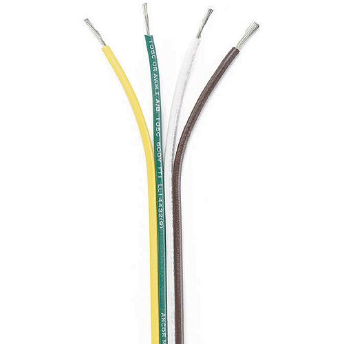 Ancor 154510 Marine Grade® Tinned Copper White Flat Signal Cable, 16/4 AWG, 100', Brown/Green/White/Yellow