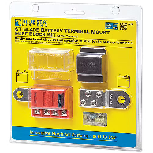 Blue Sea Systems 5024 ST-Blade Battery Terminal Mount Fuse Block Kit w/Negative Busbar