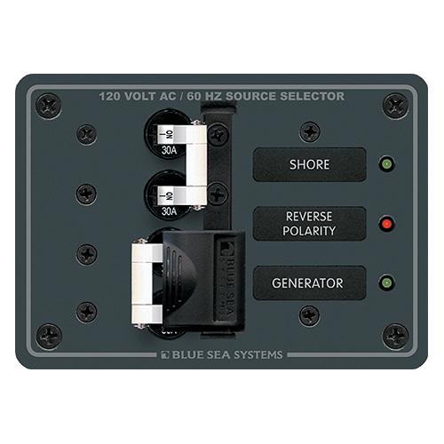 Blue Sea Systems 8032 Traditional Metal Circuit Breaker Panel **CLOSEOUT** - 120V AC Toggle Source Selector