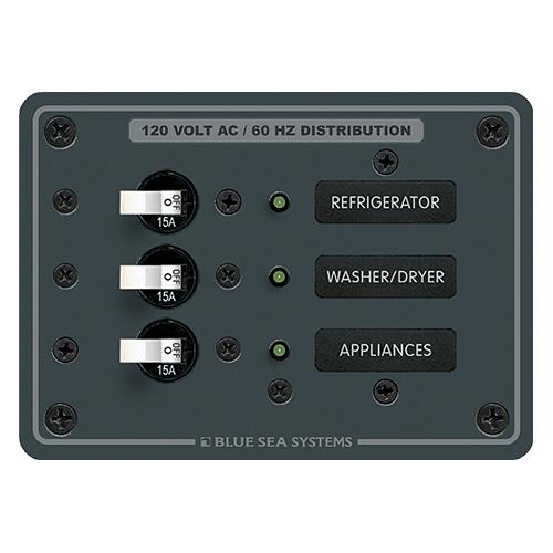 Blue Sea Systems 8058 120V AC 3 Position Circuit Breaker Panel, (NOS) This One Only, CLOSE OUT