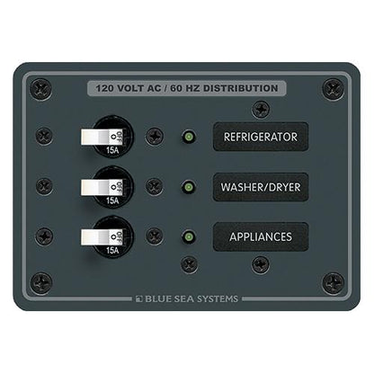Blue Sea Systems 8058 120V AC 3 Position Circuit Breaker Panel, (NOS) This One Only, CLOSE OUT