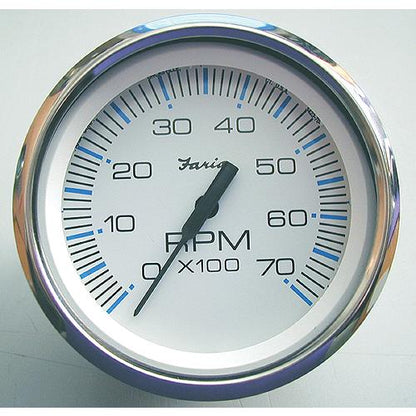 Faria Chesapeake SS White 4" Gauge - Tachometer, 6000 gas inboard & I/O engines