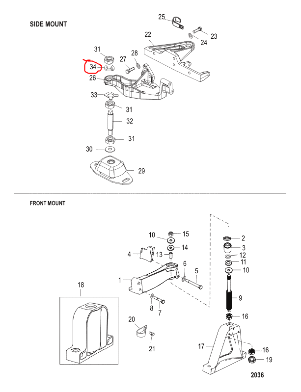 Lock Washer, Eng. Mnt. Quicksilver 68102