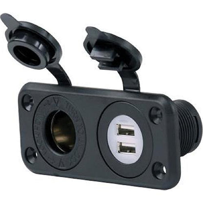 12v Dual USB & Recp Combo w/plug