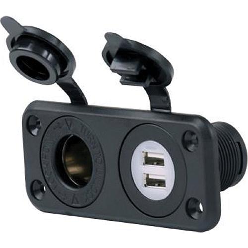 12v Dual USB & Recp Combo w/plug